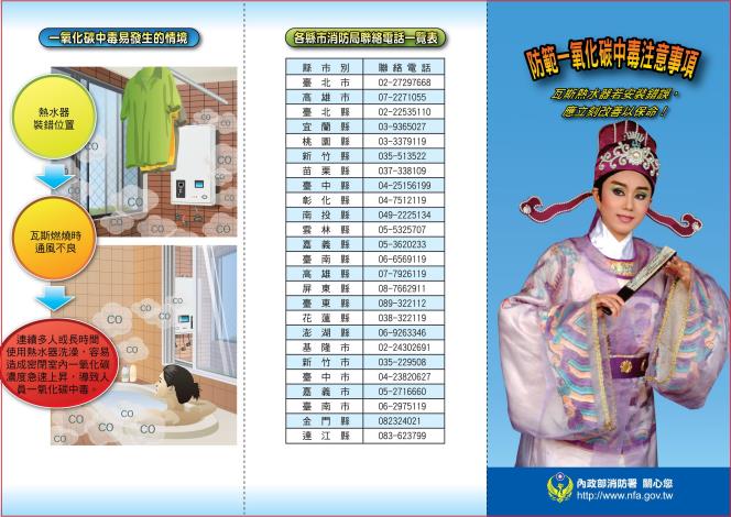 防範一氧化碳中毒摺頁正面