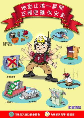 防震須知-地動山搖一瞬間、正確避難保安全